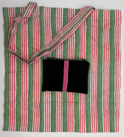Bustina in velluto con tote bag Verde