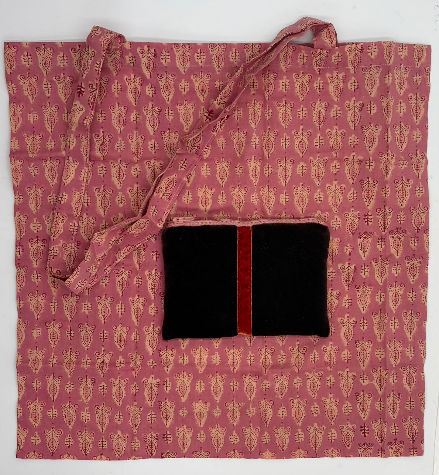 Bustina in velluto con tote bag Cioccolato e Rosso