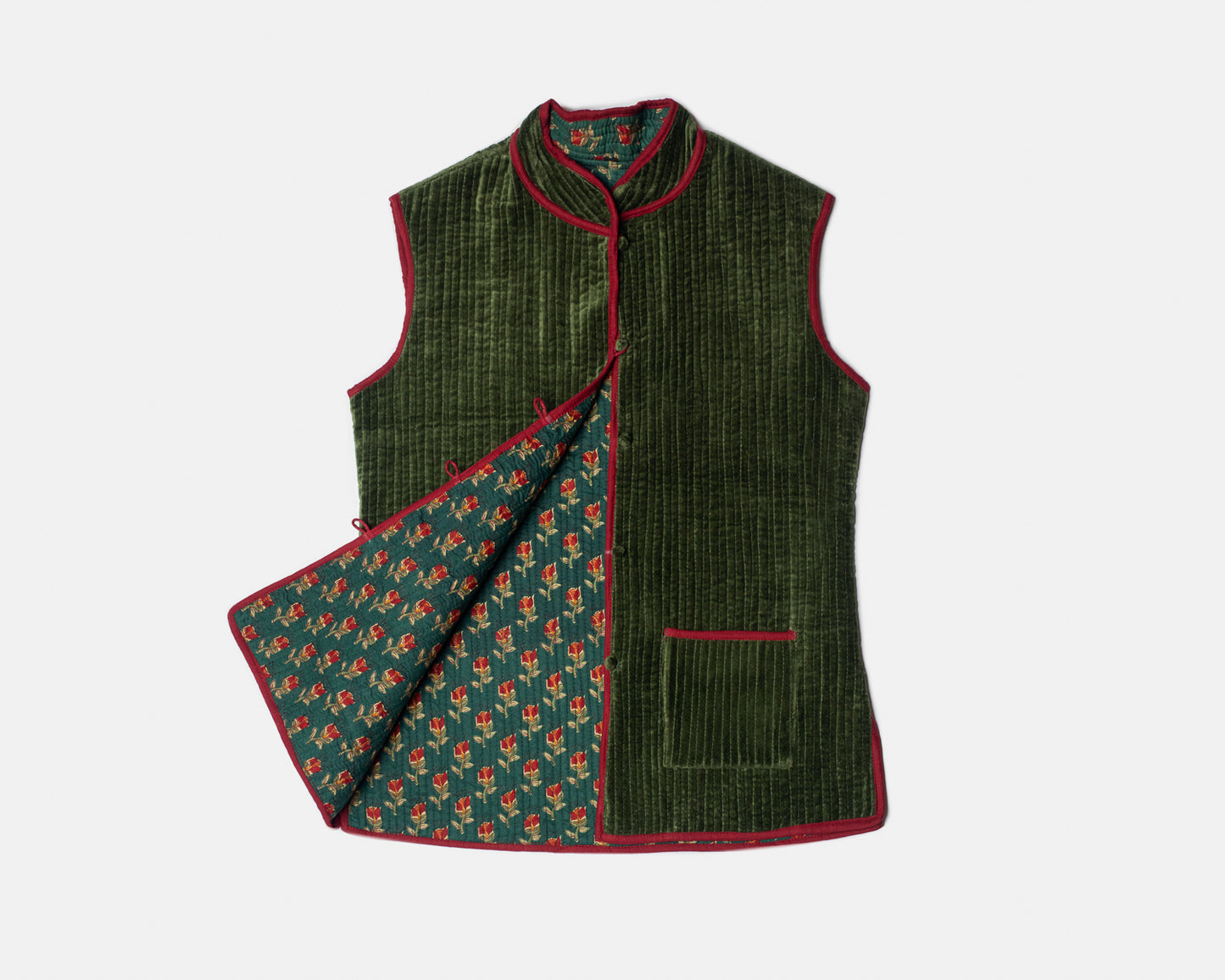 Gilet Verde e Bordeaux