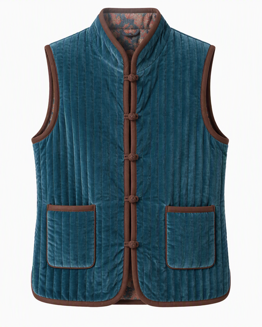 Gilet Azzurro Polvere e Marrone